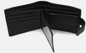 Мужской кошелек из натуральной черной кожи с монетницей Ricco Grande 65931