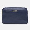 Жіноча шкіряна сумка-кроссбоді синього кольору на дві блискавки Borsa Leather (19350) - 2