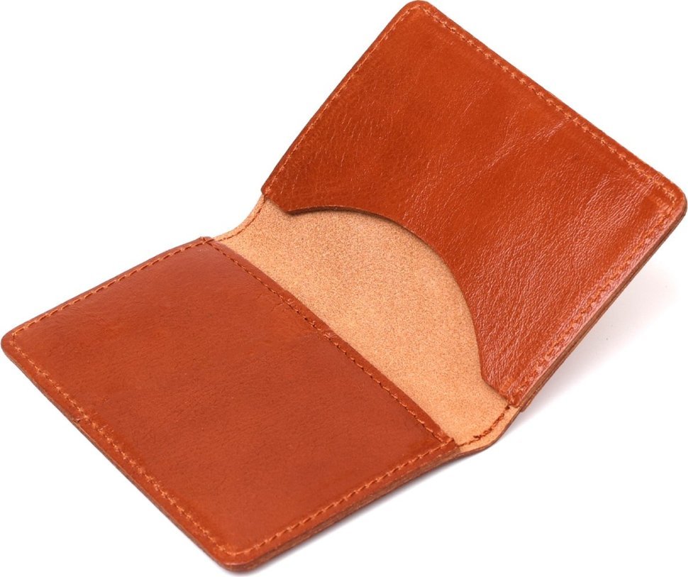 Светло-коричневая карманная визитница из натуральной кожи SHVIGEL (2400115)
