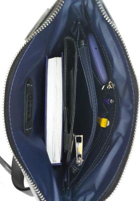 Стильна сумка планшет з двох видів шкіри чорного кольору VATTO (11773) - 2