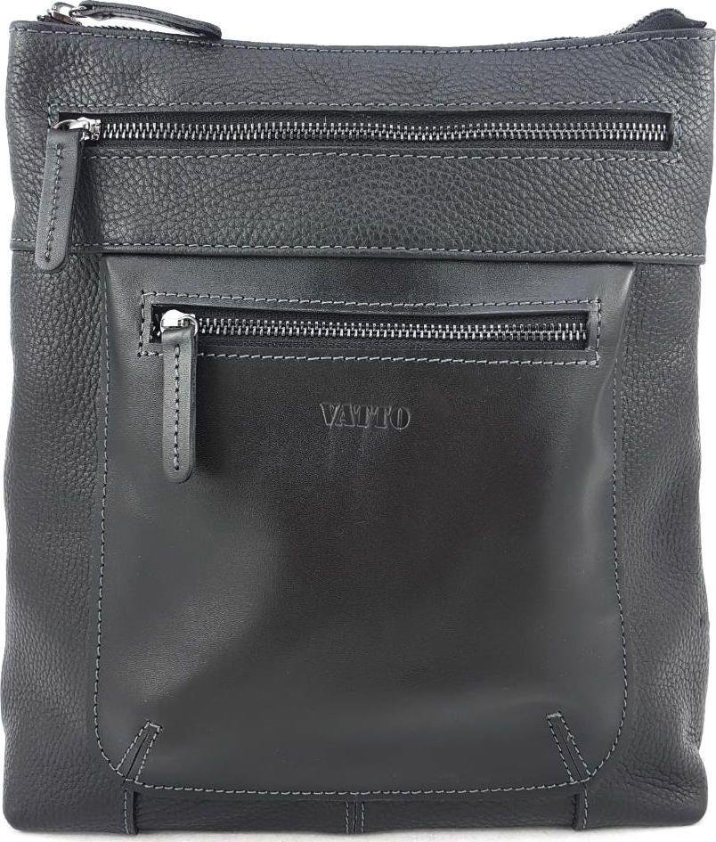 Стильна сумка планшет з двох видів шкіри чорного кольору VATTO (11773)