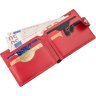 Красный женский кожаный кошелек компактного размера на кнопке SHVIGEL (2416215) - 5