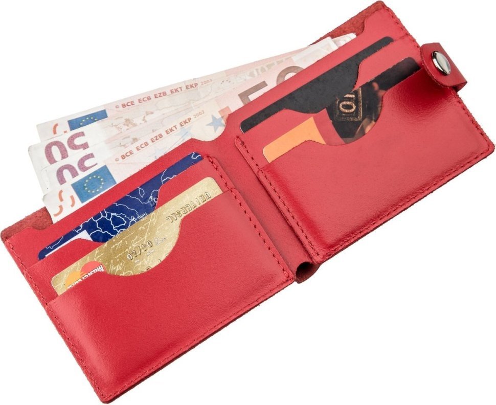 Червоний жіночий гаманець компактного розміру на кнопці SHVIGEL (2416215)