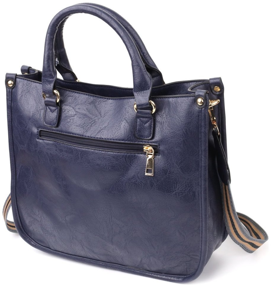 Деловая сумка для женщин из качественного кожзама с ручками Vintage синего цвета 96931 modnotak фото №2