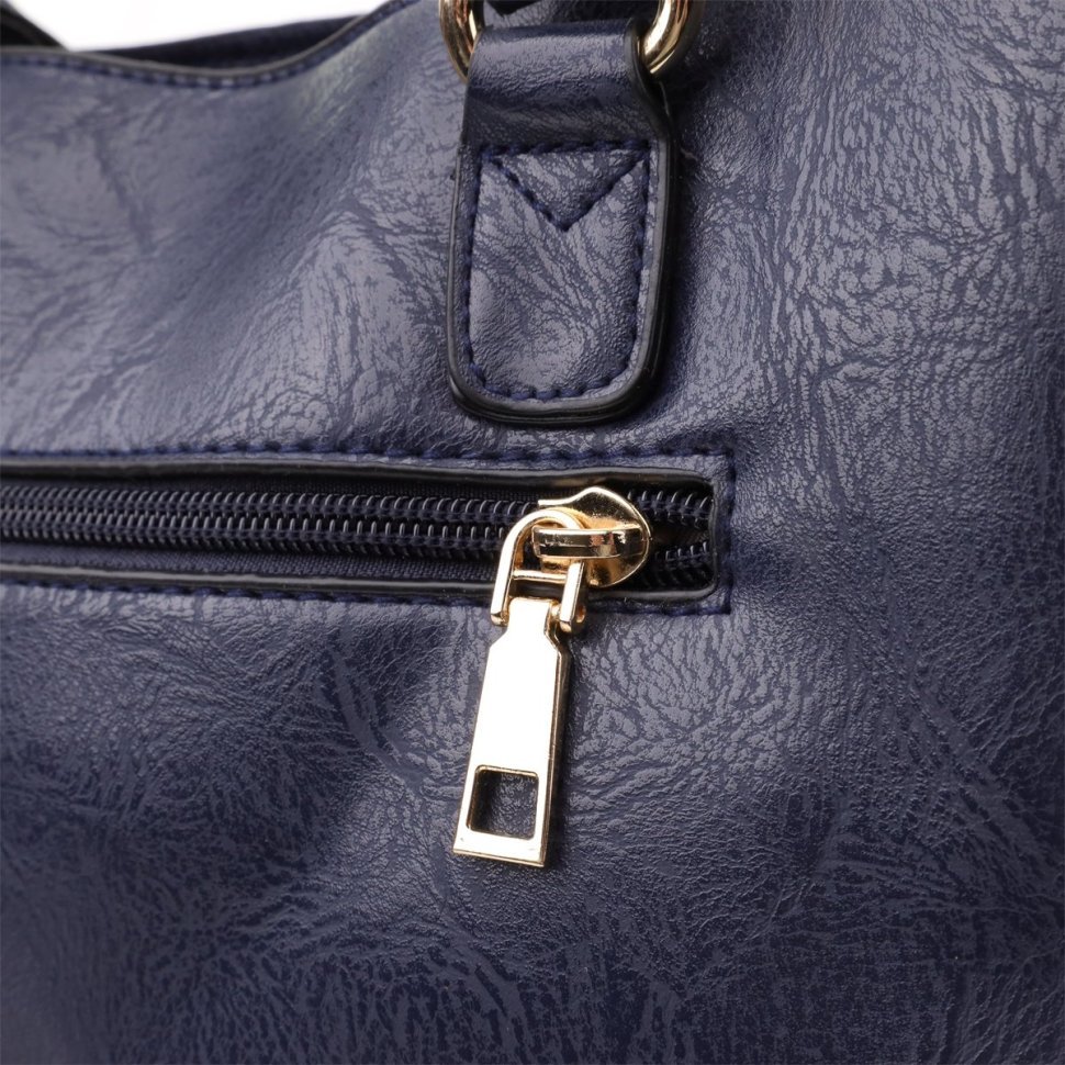 Деловая сумка для женщин из качественного кожзама с ручками Vintage синего цвета 96931 modnotak фото №3