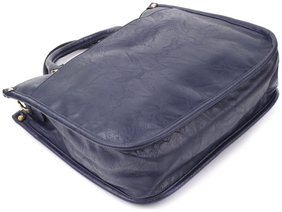 Деловая сумка для женщин из качественного кожзама с ручками Vintage синего цвета 96931 modnotak фото №4