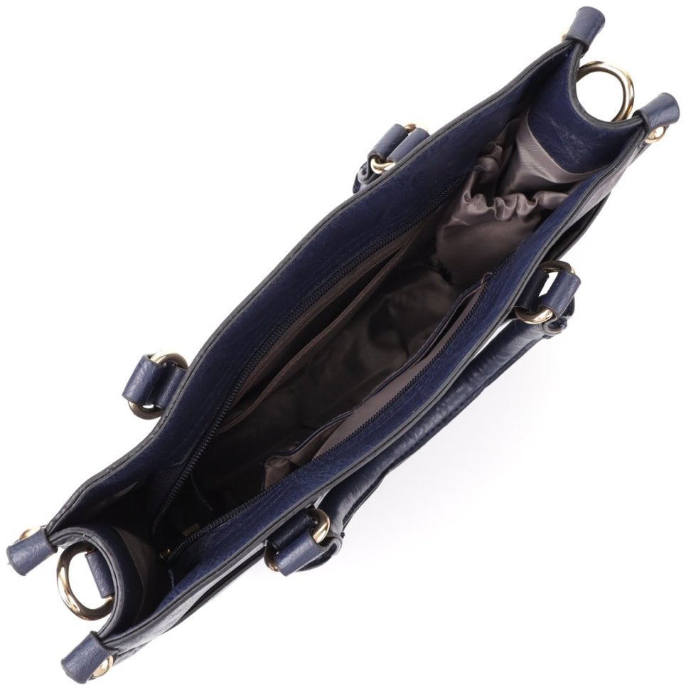 Деловая сумка для женщин из качественного кожзама с ручками Vintage синего цвета 96931 modnotak фото №5