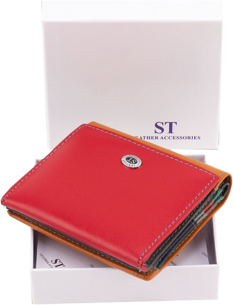 Кольоровий жіночий гаманець із натуральної шкіри із монетницею ST Leather 1767231