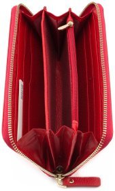 Червоний шкіряний гаманець на блискавки з ремінцем BOSTON (16233)