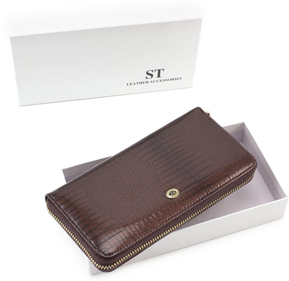 Лаковий коричневий гаманець із золотистою блискавкою ST Leather (16321)