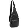 Мужская сумка-слинг из натуральной фактурной кожи черного цвета Tiding Bag 77531 - 1