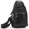 Мужская сумка-слинг из натуральной фактурной кожи черного цвета Tiding Bag 77531 - 4
