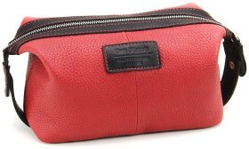 Червона жіноча косметичка із натуральної шкіри на блискавці Tom Stone 77731