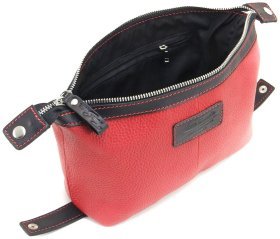 Червона жіноча косметичка із натуральної шкіри на блискавці Tom Stone 77731