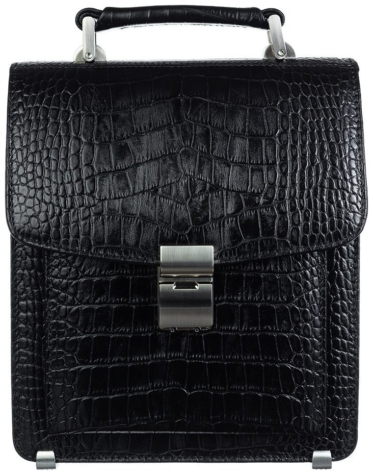 Вертикальная каркасная сумка барсетка из натуральной кожи с фактурой под крокодила DESISAN 107831 черная фото №1 Вертикальная каркасная сумка барсетка из натуральной кожи с фактурой под крокодила DESISAN 107831 черная modnotak фото №1