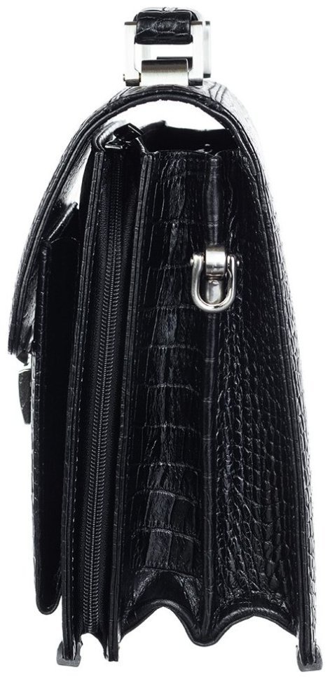 Вертикальная каркасная сумка барсетка из натуральной кожи с фактурой под крокодила DESISAN 107831 черная фото №3 Вертикальная каркасная сумка барсетка из натуральной кожи с фактурой под крокодила DESISAN 107831 черная modnotak фото №3