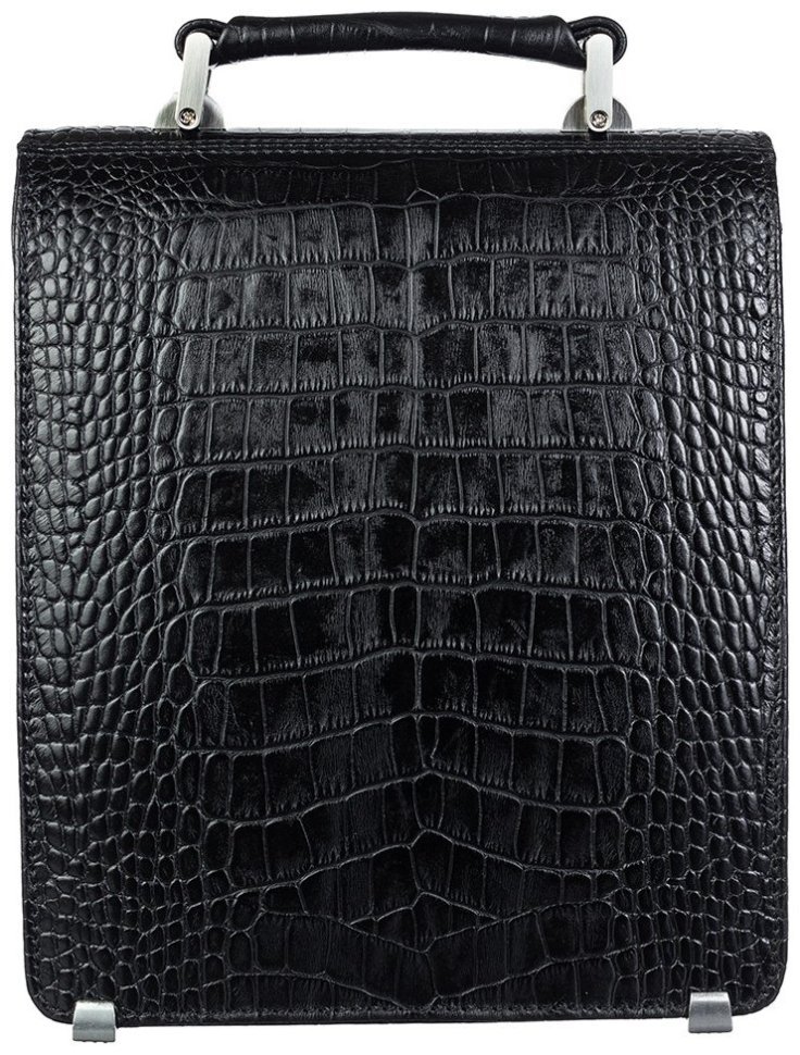 Вертикальная каркасная сумка барсетка из натуральной кожи с фактурой под крокодила DESISAN 107831 черная фото №4 Вертикальная каркасная сумка барсетка из натуральной кожи с фактурой под крокодила DESISAN 107831 черная modnotak фото №4