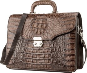 Великий портфель з натуральної шкіри крокодила коричневого кольору CROCODILE LEATHER (024-18261)