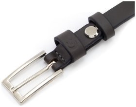 Темно-коричневий вузький жіночий ремінець із натуральної шкіри Grande Pelle 15083