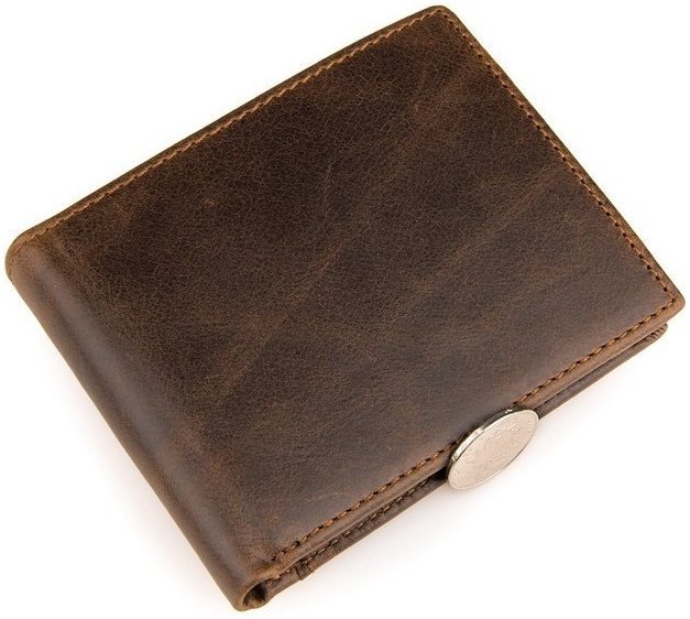 Чоловічий портмоне з vintage шкіри коричневого кольору без застібки Vintage 2414230