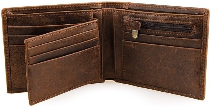 Мужское портмоне из винтажной кожи коричневого цвета без застежки Vintage 2414230