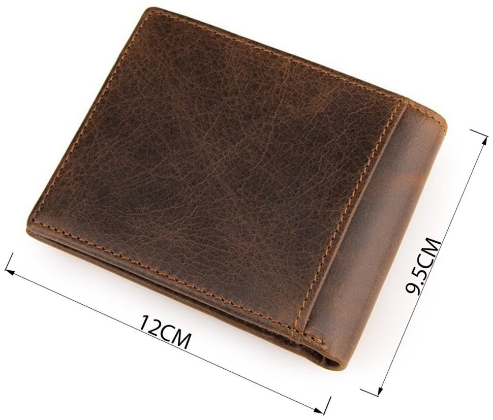 Мужское портмоне из винтажной кожи коричневого цвета без застежки Vintage 2414230 modnotak фото №9