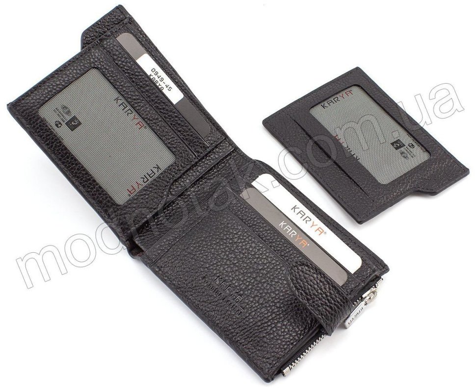 Чорний шкіряний гаманець оригінального стилю KARYA (0949-45)