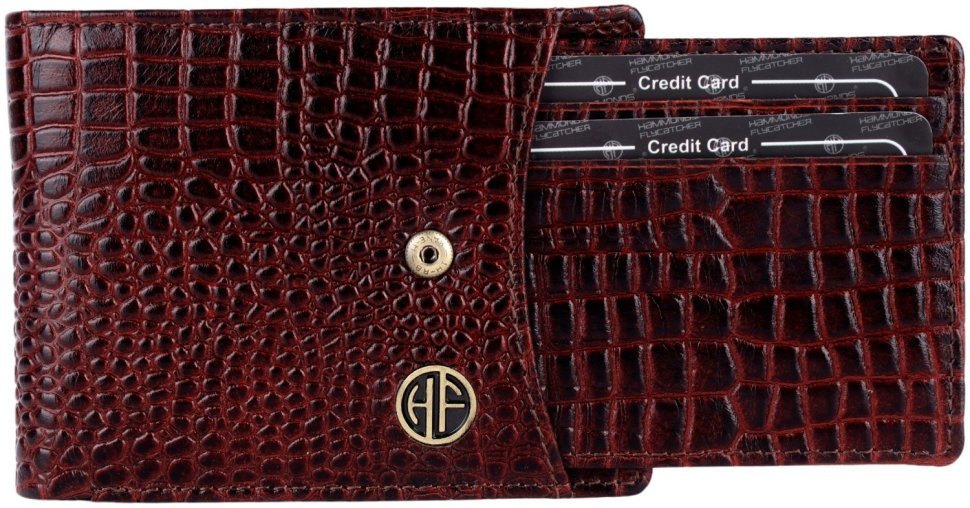 Мужской кожаный кошелек под фактуру кроко со съемным блоком для карт Hammonds Flycatcher HF502 коричневого цвета 108031 фото №2 Мужской кожаный кошелек под фактуру кроко со съемным блоком для карт Hammonds Flycatcher HF502 коричневого цвета 108031 modnotak фото №2