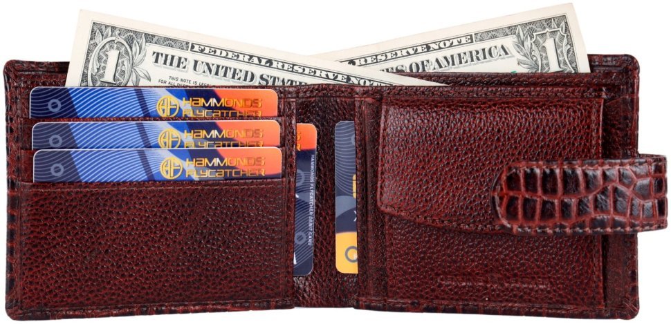 Мужской кожаный кошелек под фактуру кроко со съемным блоком для карт Hammonds Flycatcher HF502 коричневого цвета 108031 фото №3 Мужской кожаный кошелек под фактуру кроко со съемным блоком для карт Hammonds Flycatcher HF502 коричневого цвета 108031 modnotak фото №3