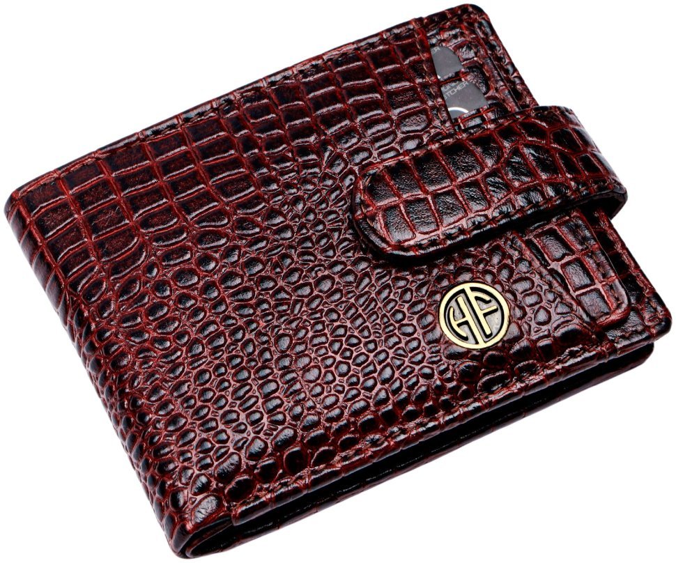 Мужской кожаный кошелек под фактуру кроко со съемным блоком для карт Hammonds Flycatcher HF502 коричневого цвета 108031 фото №5 Мужской кожаный кошелек под фактуру кроко со съемным блоком для карт Hammonds Flycatcher HF502 коричневого цвета 108031 modnotak фото №5