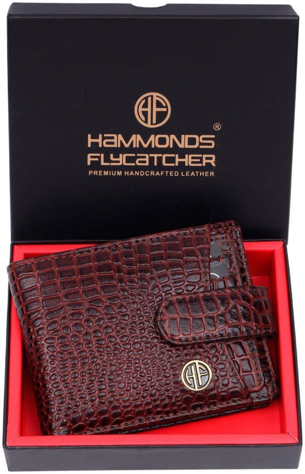 Мужской кожаный кошелек под фактуру кроко со съемным блоком для карт Hammonds Flycatcher HF502 коричневого цвета 108031 фото №6 Мужской кожаный кошелек под фактуру кроко со съемным блоком для карт Hammonds Flycatcher HF502 коричневого цвета 108031 modnotak фото №6