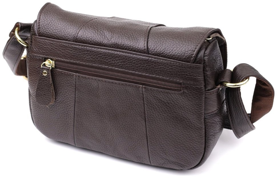 Компактная поведневная женская сумка из натуральной кожи через плечо с клапаном на магните Vintage 98131 коричневого цвета фото №2 Компактная поведневная женская сумка из натуральной кожи через плечо с клапаном на магните Vintage 98131 коричневого цвета modnotak фото №2