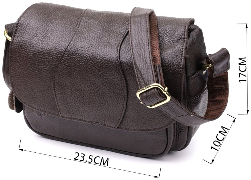 Компактная поведневная женская сумка из натуральной кожи через плечо с клапаном на магните Vintage 98131 коричневого цвета фото №3 Компактная поведневная женская сумка из натуральной кожи через плечо с клапаном на магните Vintage 98131 коричневого цвета modnotak фото №3