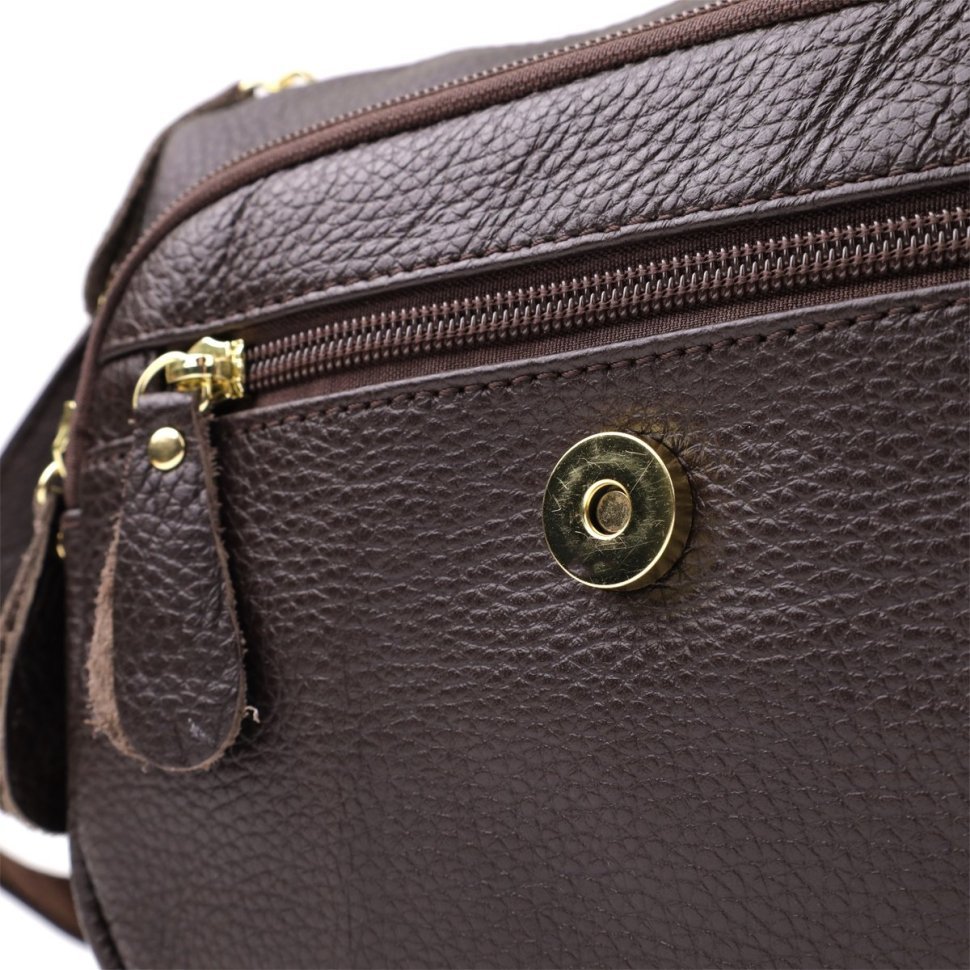 Компактная поведневная женская сумка из натуральной кожи через плечо с клапаном на магните Vintage 98131 коричневого цвета фото №7 Компактная поведневная женская сумка из натуральной кожи через плечо с клапаном на магните Vintage 98131 коричневого цвета modnotak фото №7