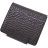 Чорний гаманець з натуральної шкіри з фактурою під крокодила KARYA (1052-502) - 4