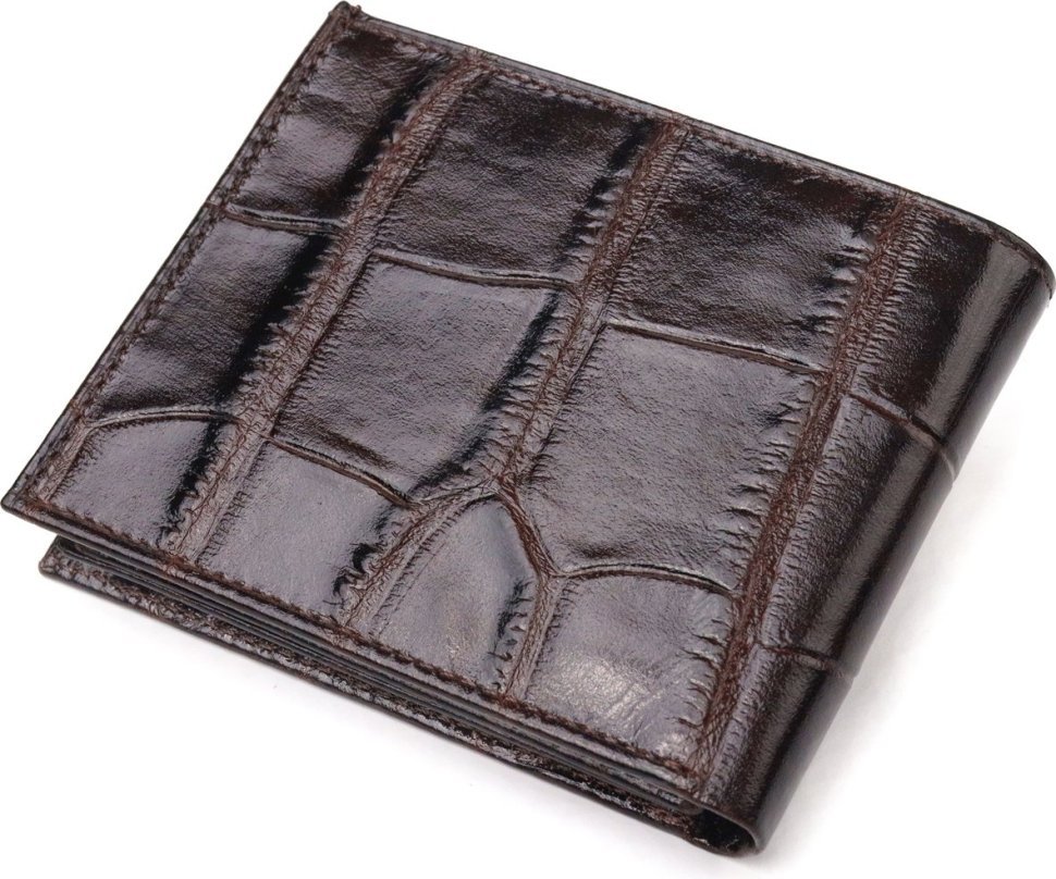 Коричневое мужское портмоне из натуральной фактурной кожи без застежки CANPELLINI (2421521)