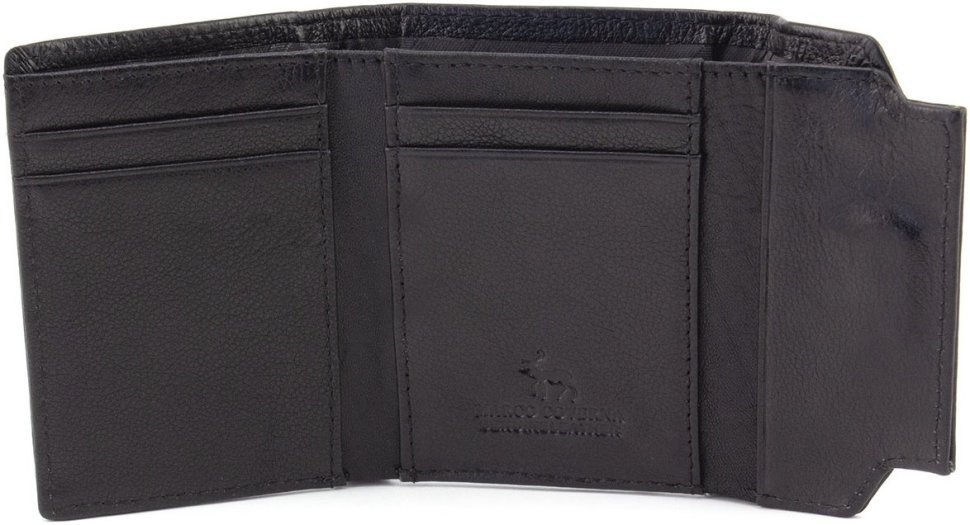 Мініатюрний жіночий гаманець із натуральної шкіри чорного кольору на магніті Marco Coverna 68631