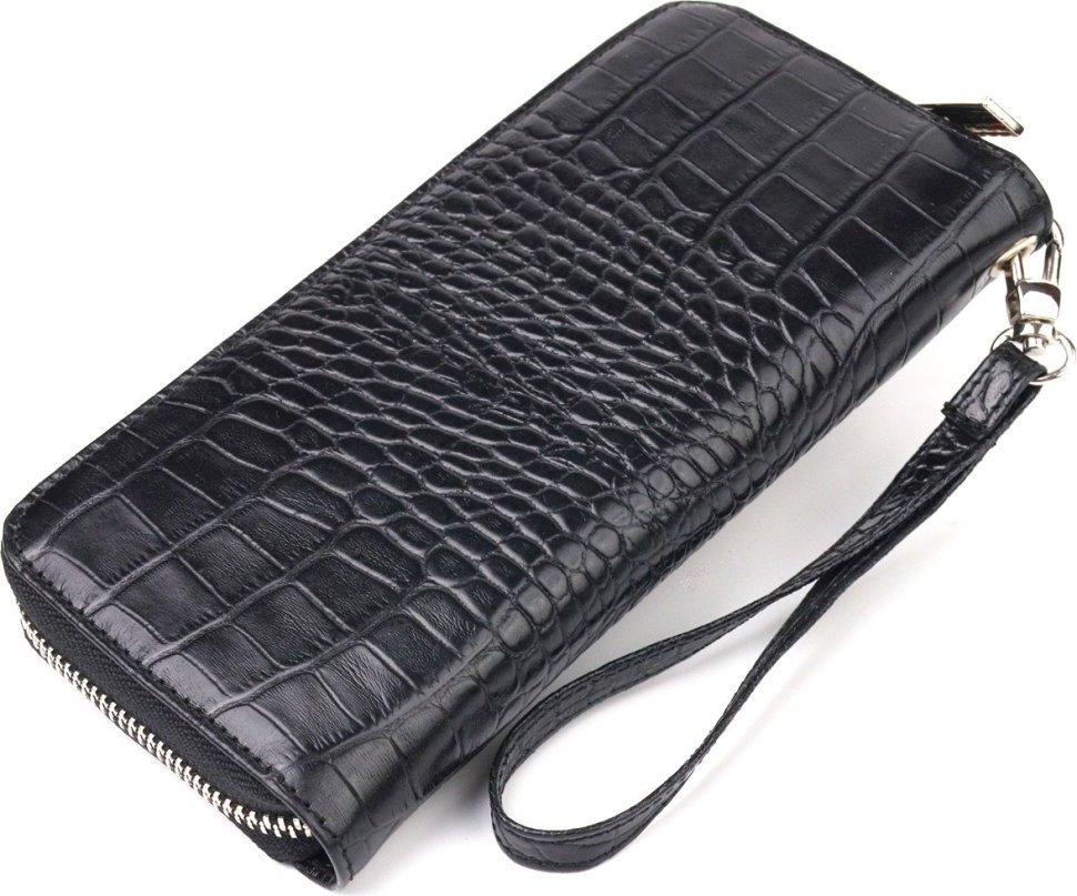 Горизонтальний жіночий гаманець із натуральної фактурної шкіри під крокодила CANPELLINI (2421623)