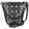 Кожаная плетеная женская сумка-кроссбоди черного цвета BlankNote Пазл M 78731 - 1