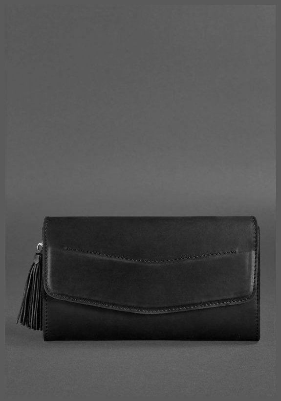 Женская сумка-кроссбоди из гладкой кожи черного цвета на цепочке BlankNote Элис 78831