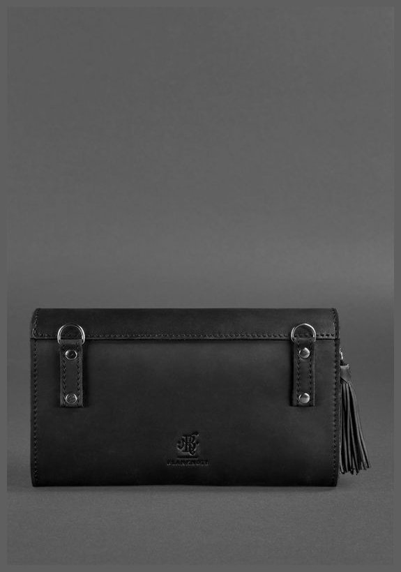 Женская сумка-кроссбоди из гладкой кожи черного цвета на цепочке BlankNote Элис 78831