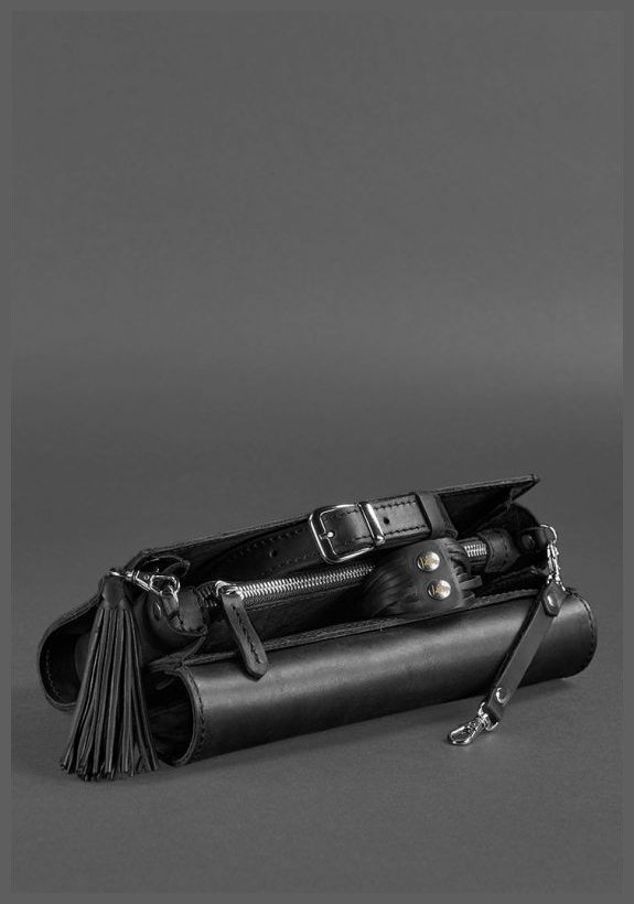 Жіноча сумка-кроссбоді з гладкої шкіри чорного кольору на ланцюжку BlankNote Еліс 78831