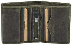 Компактное мужское портмоне из винтажной кожи зеленого цвета Visconti 69031