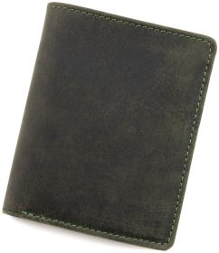 Компактное мужское портмоне из винтажной кожи зеленого цвета Visconti 69031