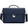 Классический мужской портфель синего цвета из высококачественной кожи Issa Hara (27063) - 1