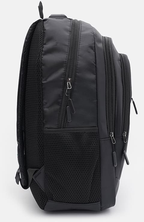 Вместительный мужской рюкзак из черного полиэстера на три молнии Monsen (59131)