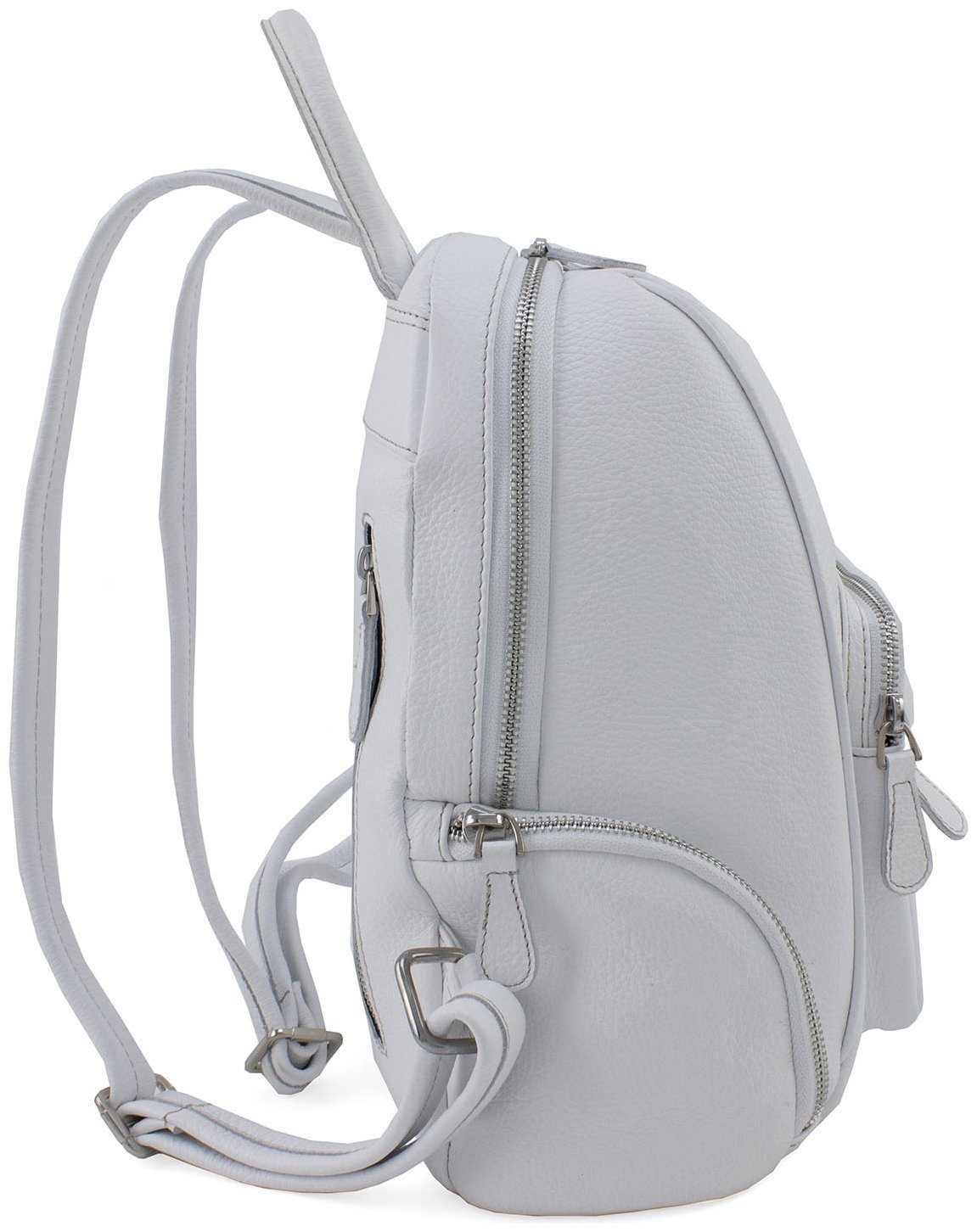 Просторный женский рюкзак из натуральной кожи белого цвета на молнии KARYA 69731