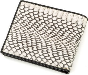 Чоловіче портмоне сірого кольору зі шкіри кобри SEA SNAKE LEATHER (024-18552)