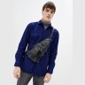 Мужской кожаный рюкзак-слинг черного цвета с одной лямкой TARWA (21658) - 6