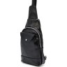 Мужской кожаный рюкзак-слинг черного цвета с одной лямкой TARWA (21658) - 1